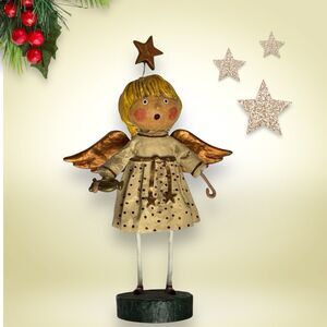 Lori Mitchell GABRIELLA ANGEL Christmas Figurine Harp Gold Wings & Star 7" ESC